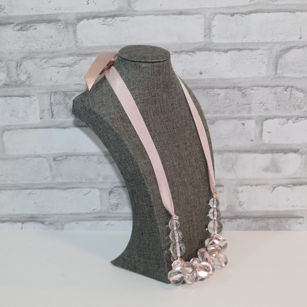 Ribbon Glass Bead Ballerina Statement Necklace NEW